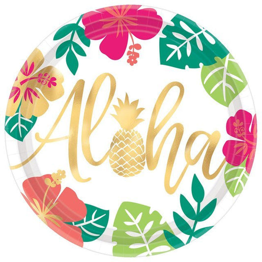 Aloha 10.5" Round Paper Plates - 8ct