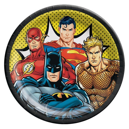 Justice League Heroes Unite 9" Round Paper Plates - 8ct