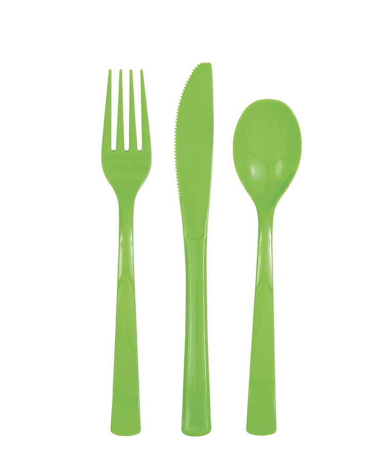 Assorted Lime Green Cutlery - 24ct