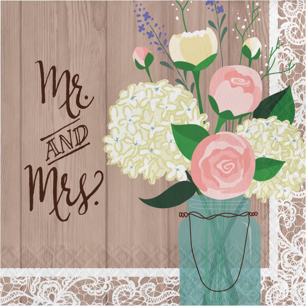 Rustic Wedding Luncheon Napkins - 16ct