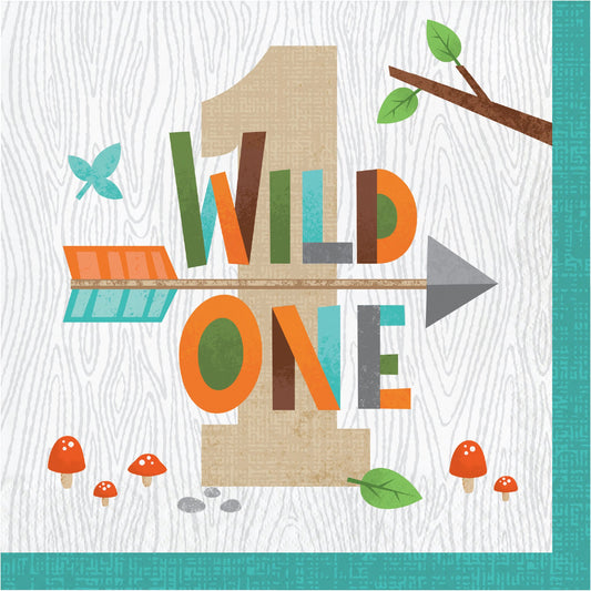 Wild One Woodland Luncheon Napkin, Wild One - 16ct