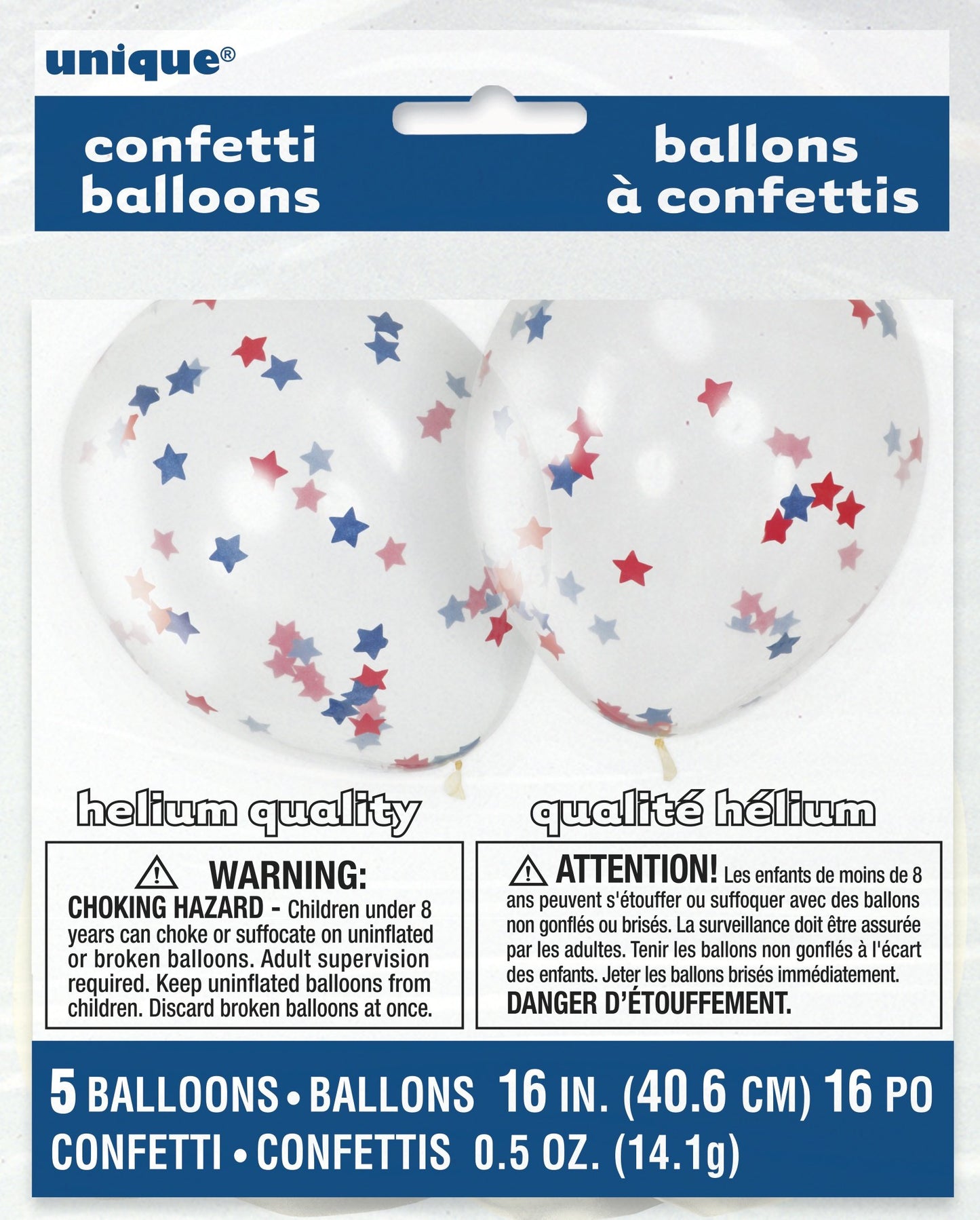 Clear Latex Balloons with Star-Shaped Confetti 16" - 5ct