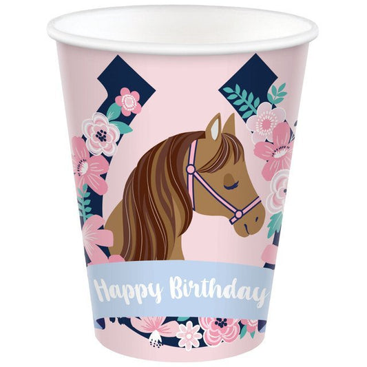 Saddle Up Horse Themed Party 9oz Paper Cups - 8ct