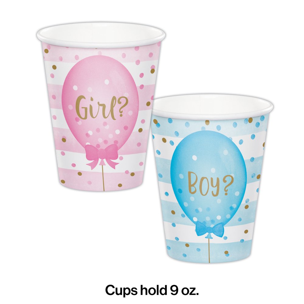 Gender Reveal Balloons 9oz Paper Hot/Cold Cups - 8ct