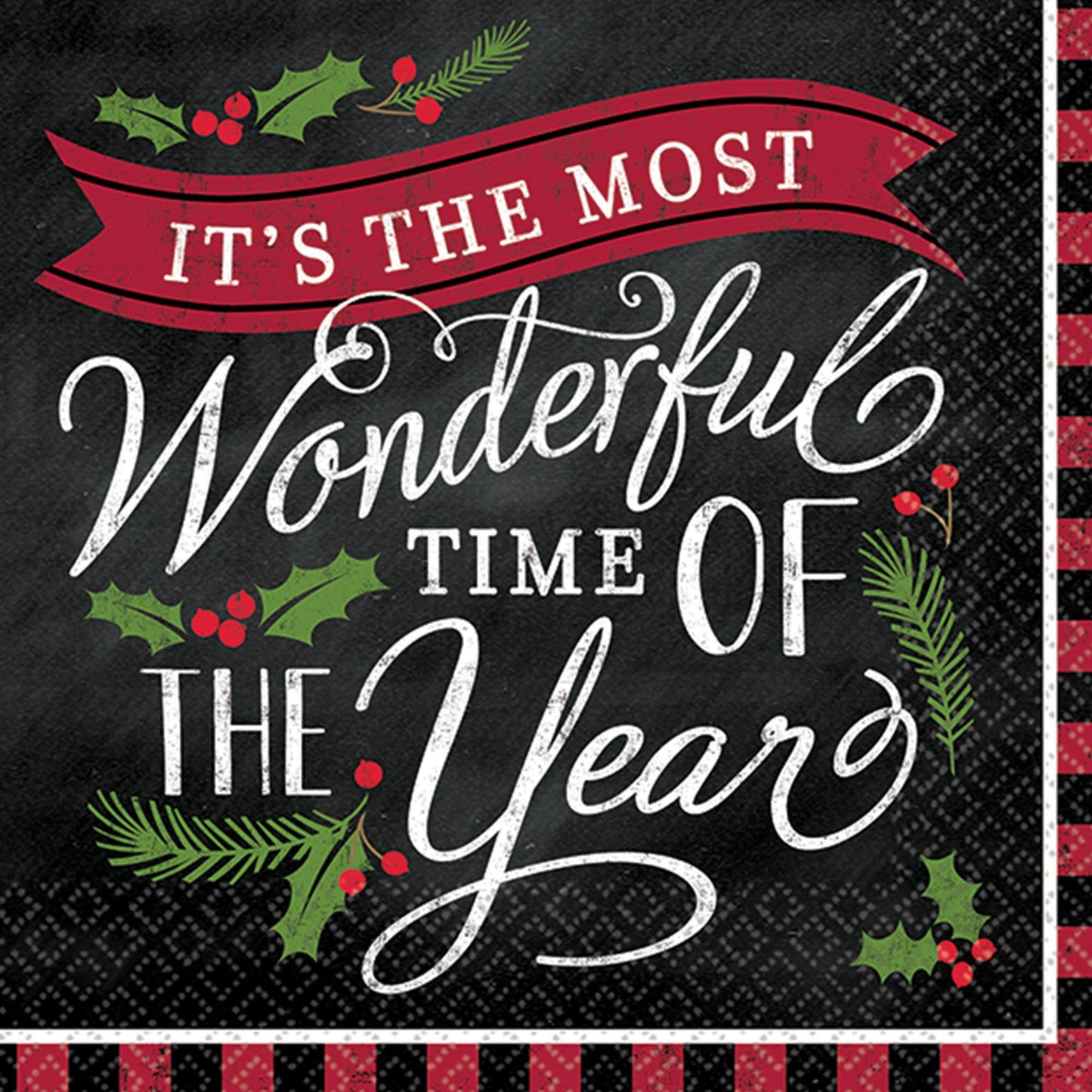 Most Wonderful Time Christmas Beverage Napkins - 36ct