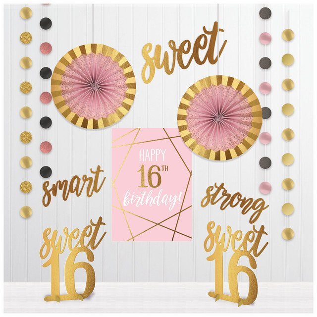 Sweet Sixteen Room Decorating Kit - 12 Pieces