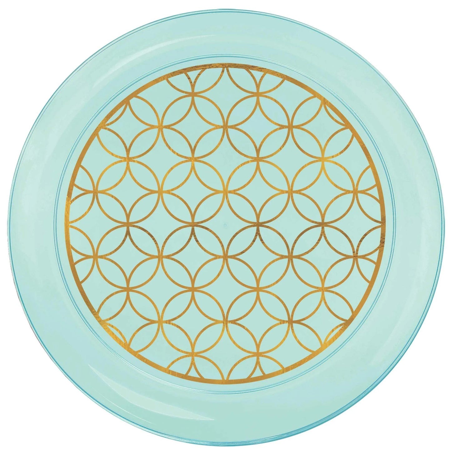 Robin's Egg Blue Printed 9in Plastic Plate - 20ct