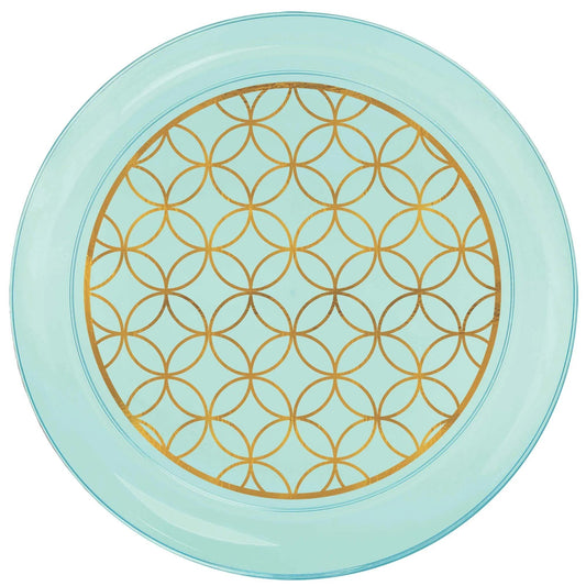 Robin's Egg Blue Printed 9in Plastic Plate - 20ct