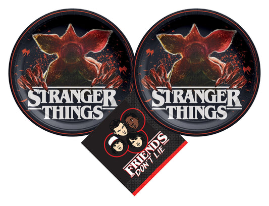 Stranger Things Party Supply Set with Stranger Things Paper Plates and Stranger Things Paper Napkins for 16 Guests