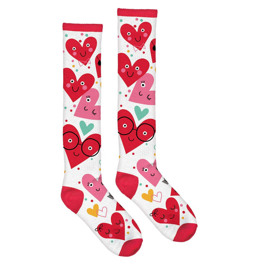 Amscan 3900557 Heart Face Knee-High Socks - 20"- Adult Standard Size