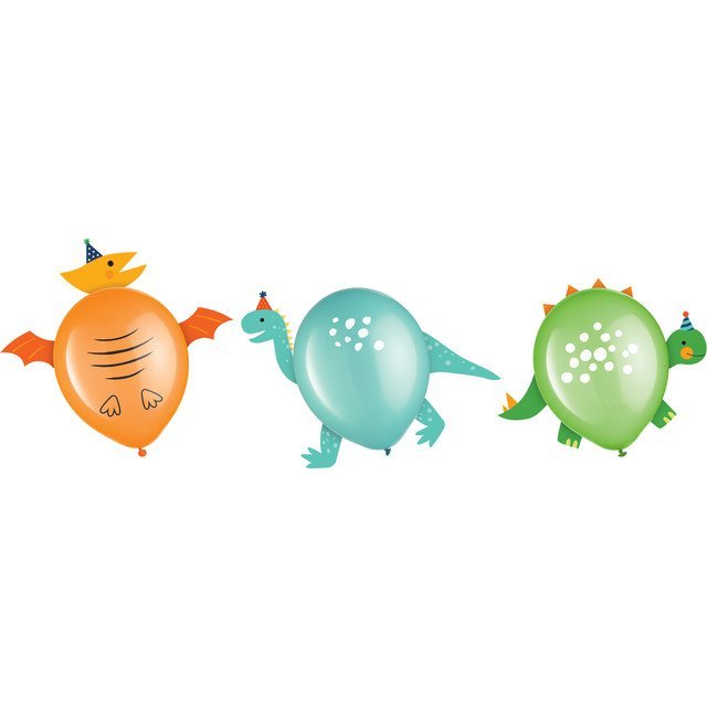 Dino-Mite Dinosaur Latex Balloon Decoration Kit with Paper Add Ons - 6ct