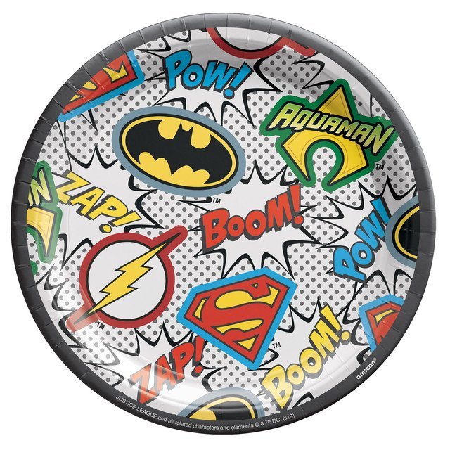 Justice League Heroes Unite 7" Round Paper Plates - 8ct