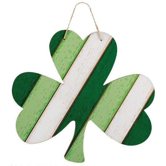 Rustic Striped Shamrock Sign - 13" x 14"