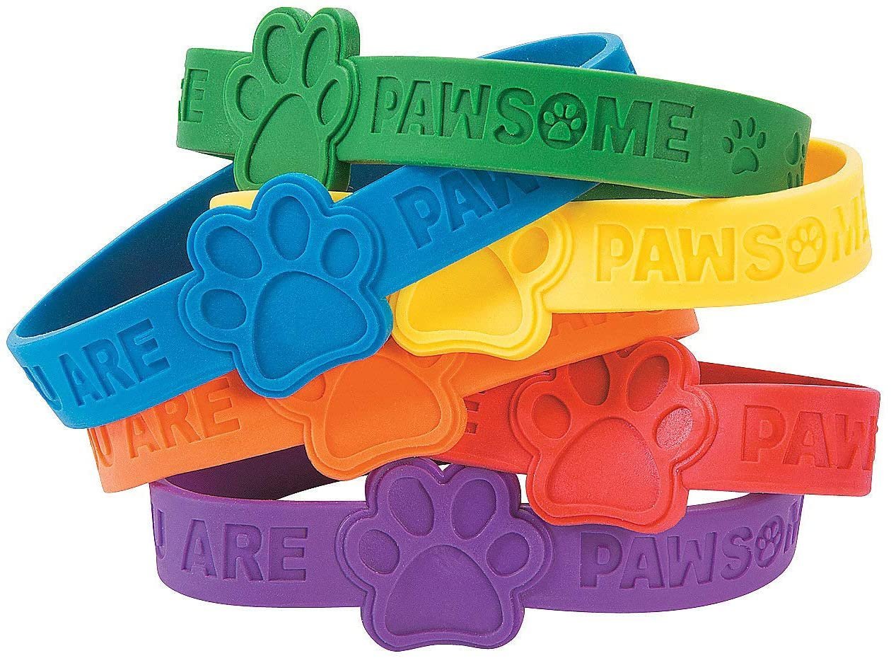 Paw Print Rubber Bracelets - 24ct