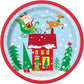 Unique Round Paper Dinner Plates - 9" | Colorful Santa | 8 Pcs