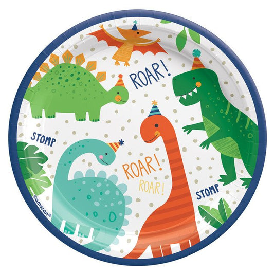 Dino-Mite Dinosaur Party 7" Round Paper Plates - 8ct