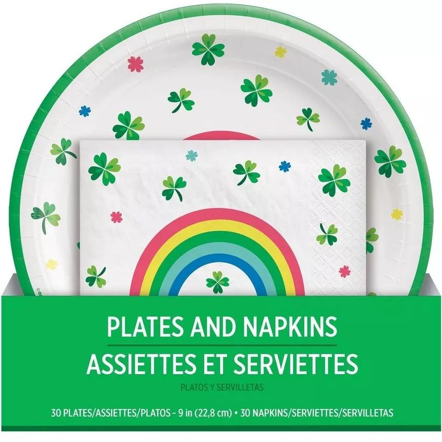 St. Patrick's Day Lunch Plates and Napkins Value Pack - Serves 30 Guests