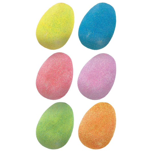 Glitter Multicolor 3" Easter Eggs - 6ct