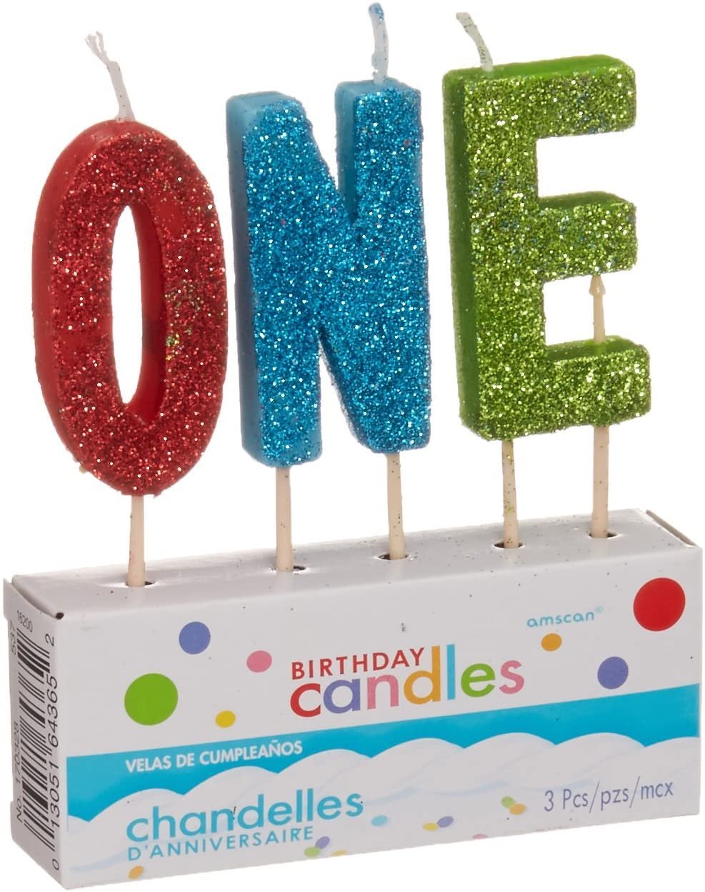 "O-N-E" Glitter Candles