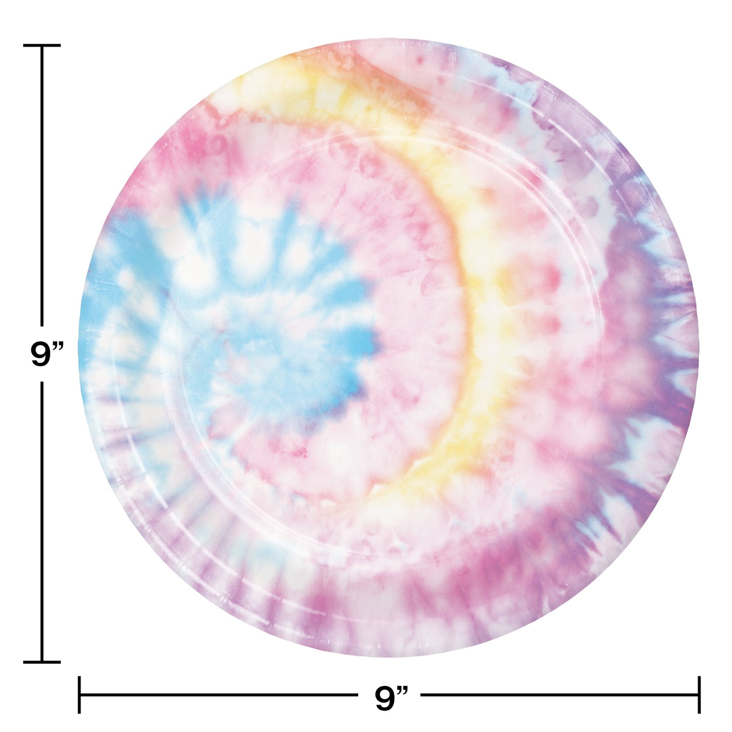 Tie Dye Party 9" Dinner Plates - 8ct