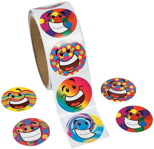 Funky Smile Paper Sticker Roll - 100 Stickers