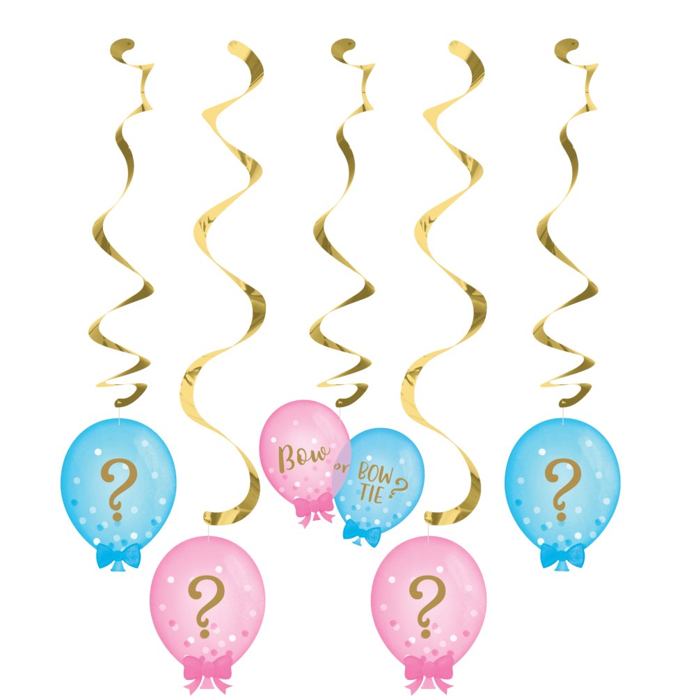 Gender Reveal Balloons Dizzy Danglers Assorted - 5ct