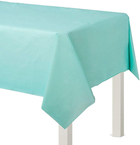 Robin's-egg Blue Rectangular Plastic Table Cover, 54" x 108"