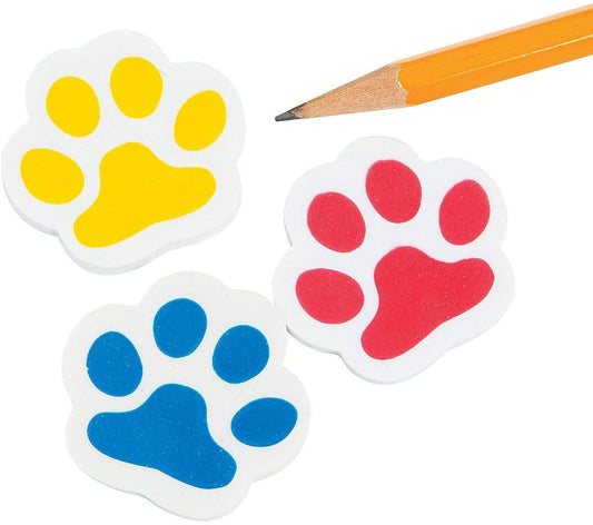 Paw Print Erasers - 12pcs