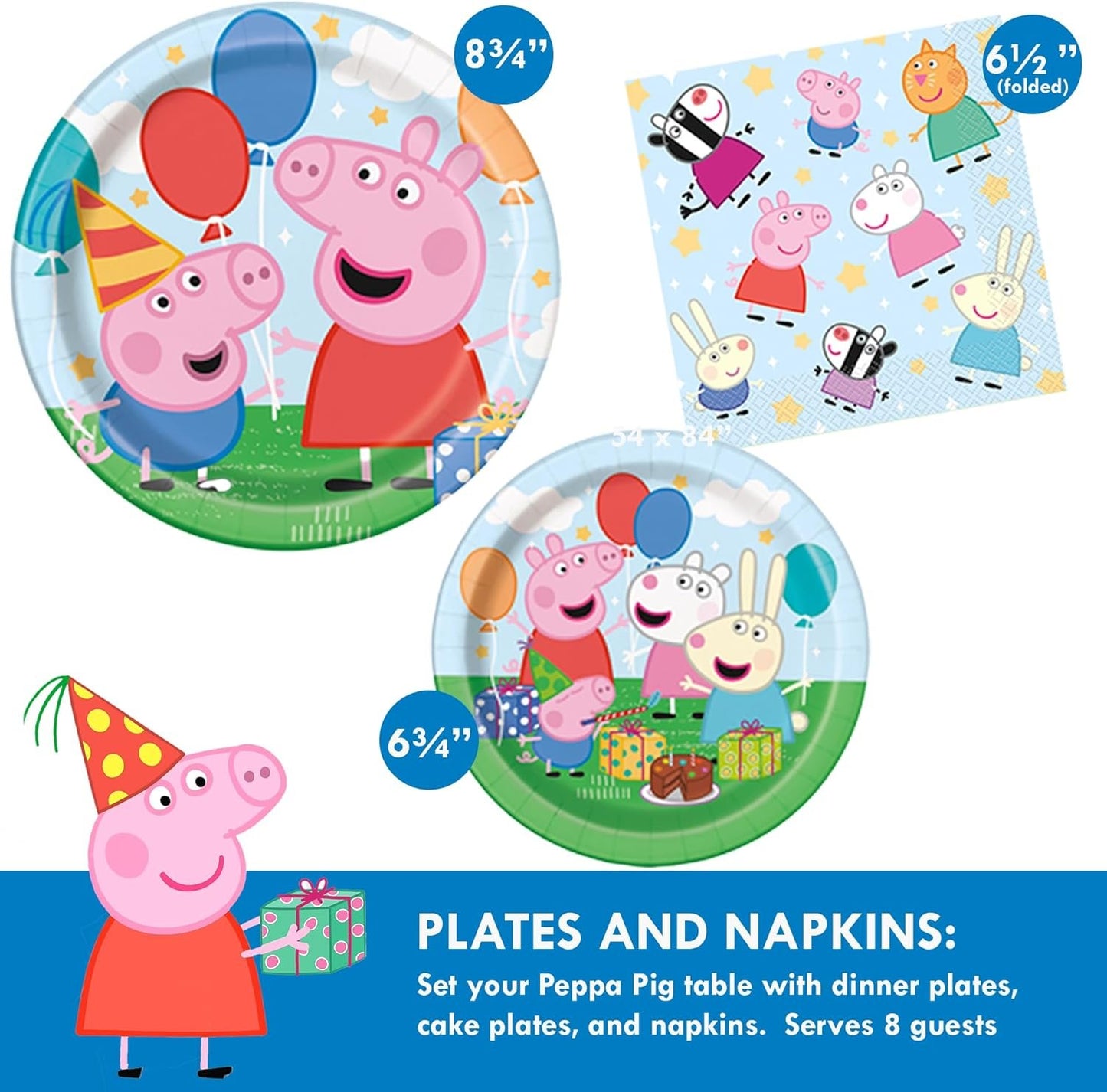 Peppa Pig Birthday Party Supplies Bundle | Peppa Pig Party Tableware | Peppa Pig Decorations | Peppa Pig Balloons