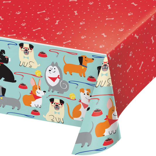 Dog Party Plastic Tablecover All Over Print - 54" x 102"