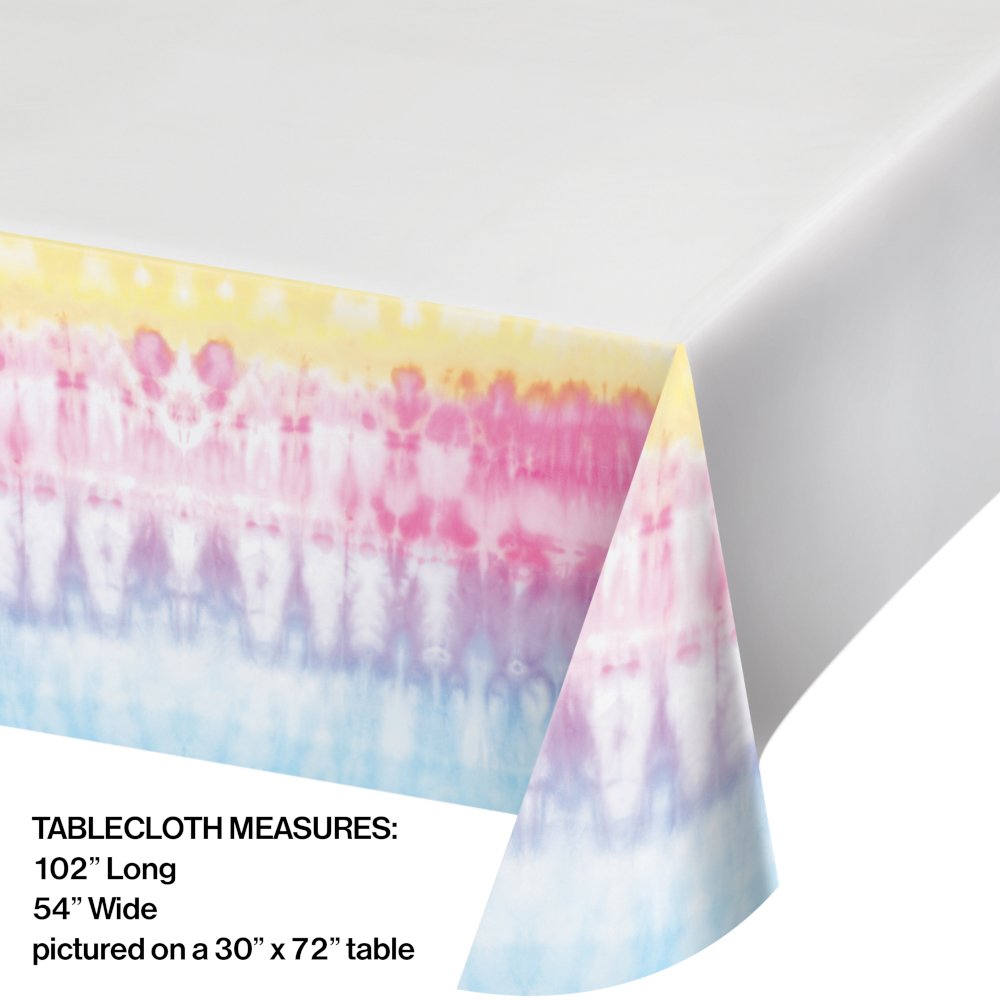 Tie Dye Party Paper Tablecover Border Print, 54" x 102" - 1ct