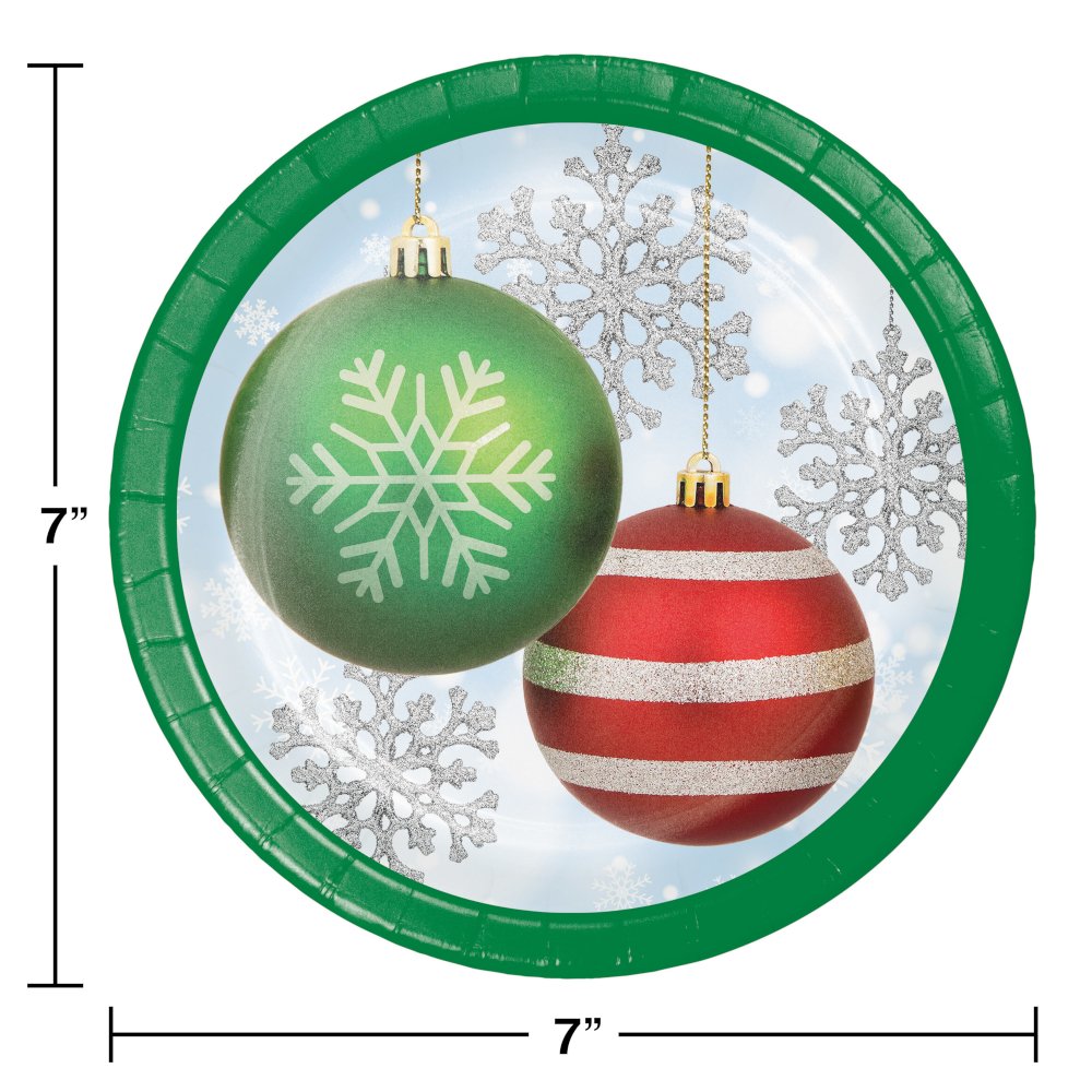 Sparkling Ornaments Holiday7" Paper Plates - 8ct