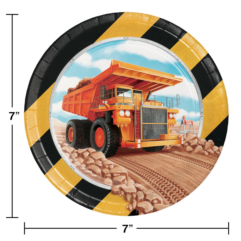 Big Dig Construction 7" Luncheon Plate - 8ct