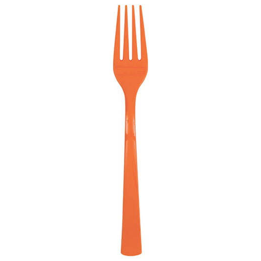 Pumpkin Orange Solid Plastic Forks - 18ct