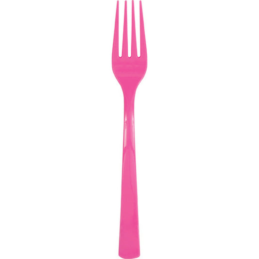 Hot Pink Plastic Forks - 18ct