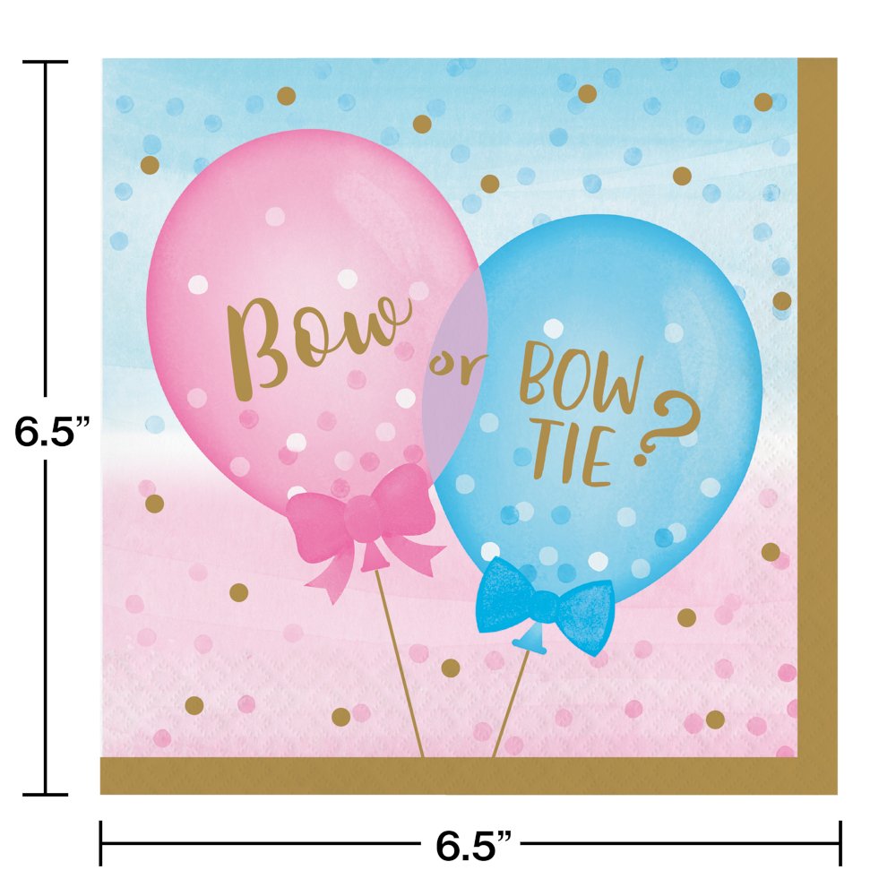 Gender Reveal Balloons Luncheon Napkins - 16ct