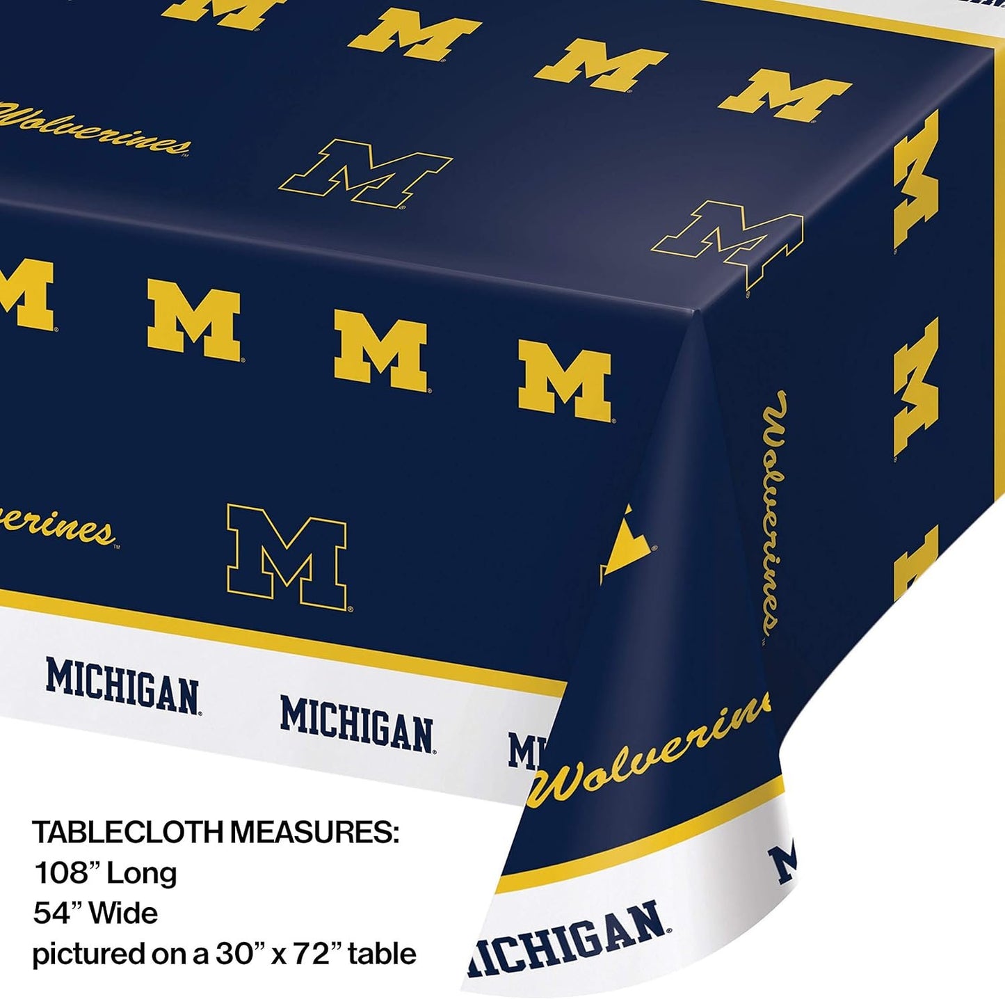 University of Michigan Plastic Table Cover - 54" x 108" - 1ct