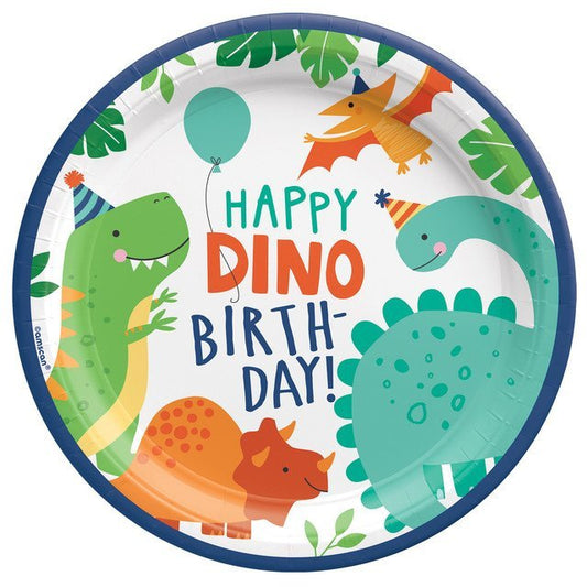 Dino-Mite Dinosaur Party 9" Round Paper Plates - 8ct