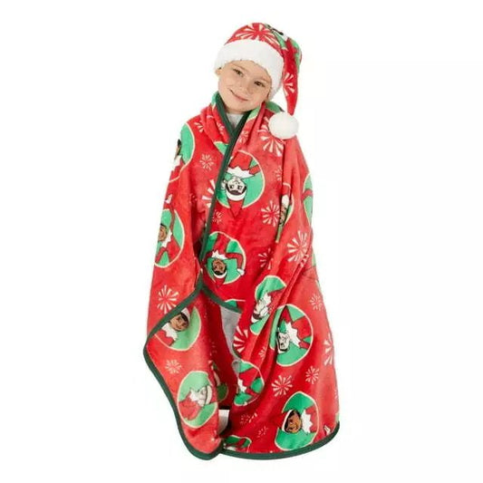 Elf on the Shelf Kids Santa Hat and Throw Set