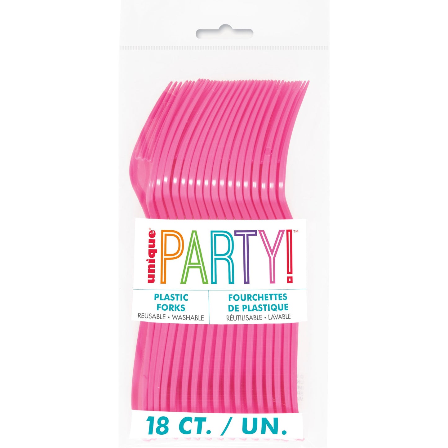 Hot Pink Plastic Forks - 18ct