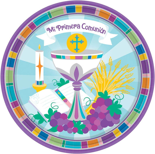 Mi Primera Comunion My First Communion 7" Paper Plates - 8ct