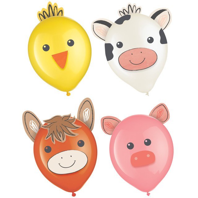 Barnyard Birthday Latex Balloon Decorating Kit with Paper Add Ons - 6ct