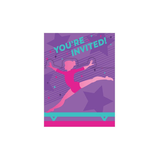 Gymnastics Party Invitations - 8ct