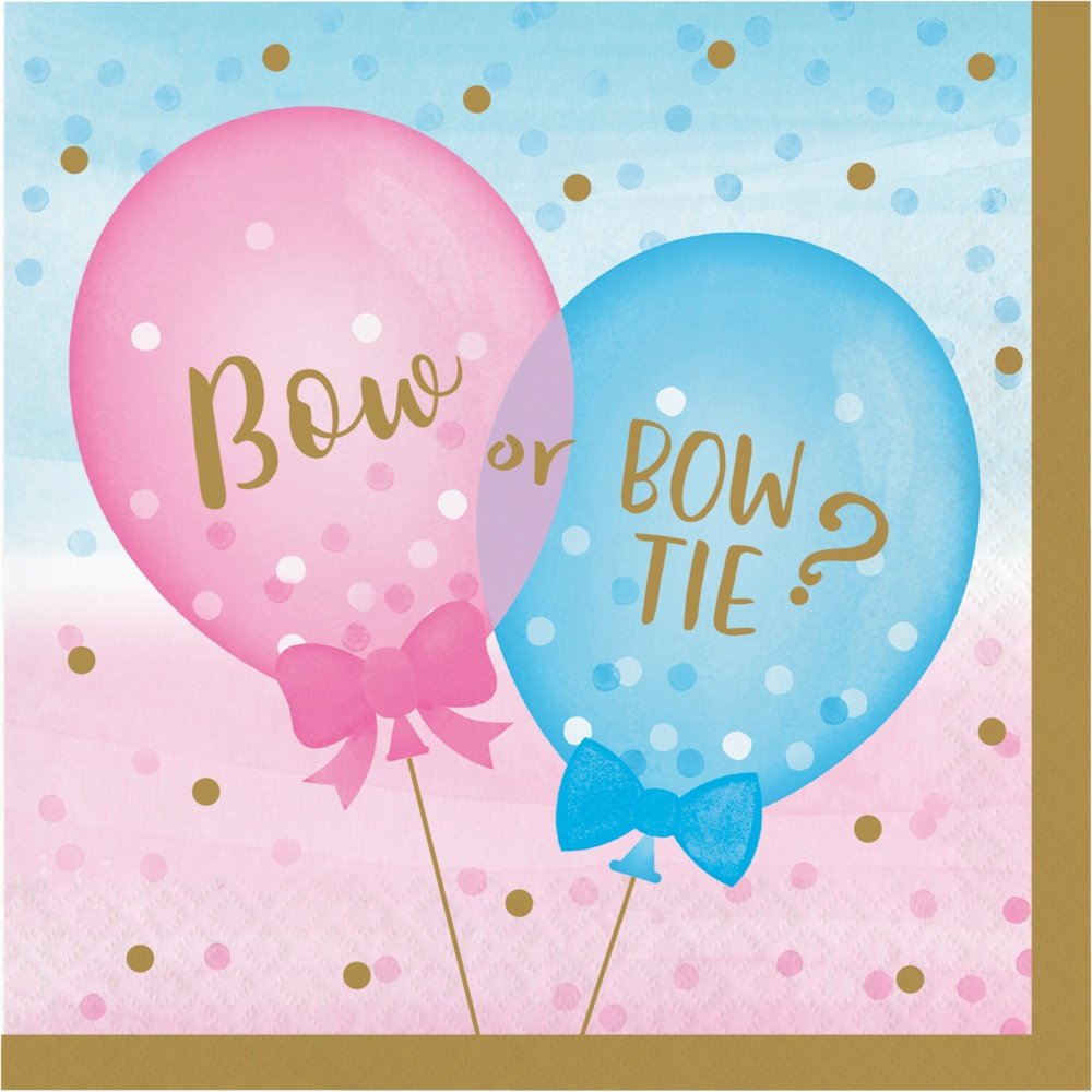 Gender Reveal Balloons Luncheon Napkins - 16ct