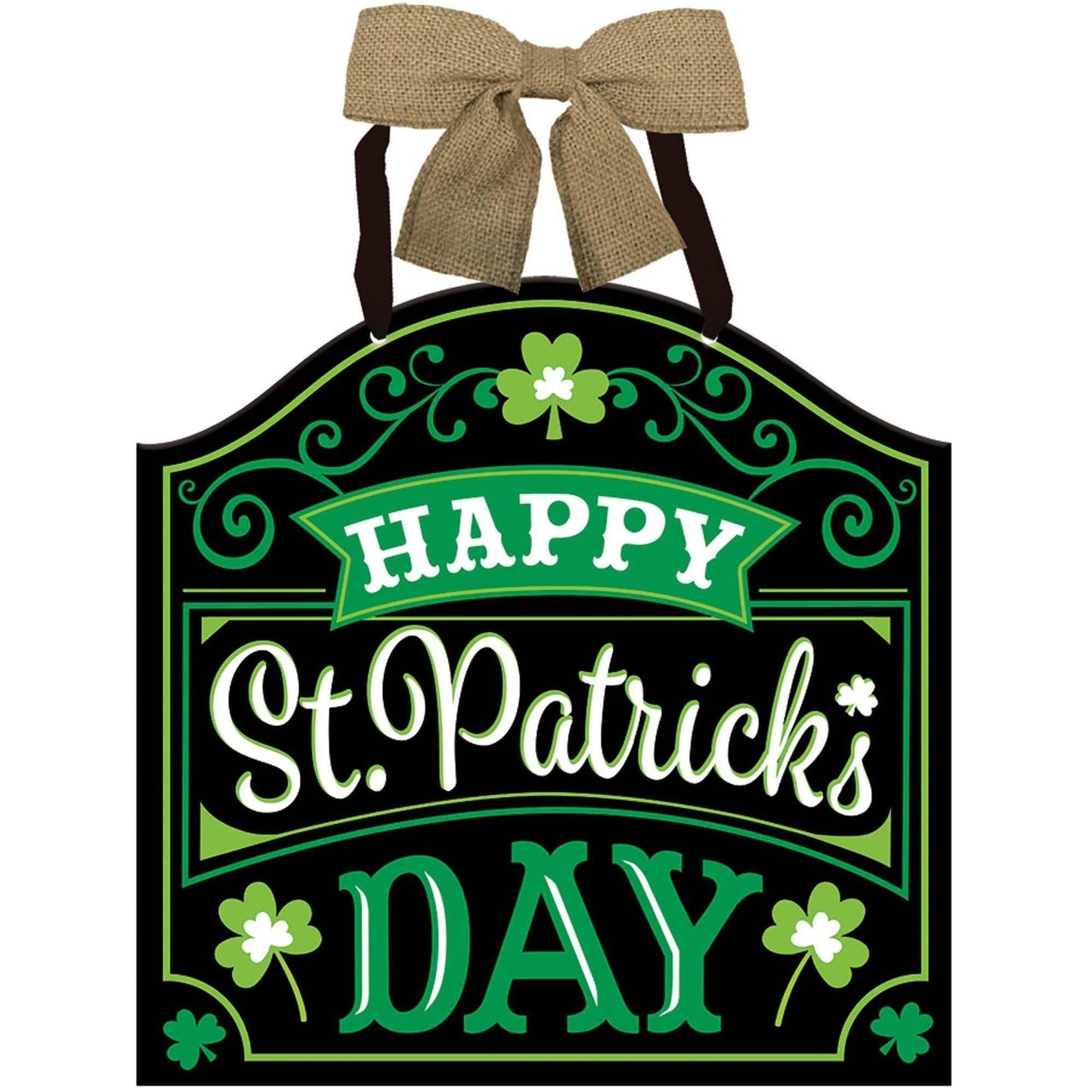 St. Patrick's Day Irish Sign w/ Burlap Bow - 12" x 11.75"