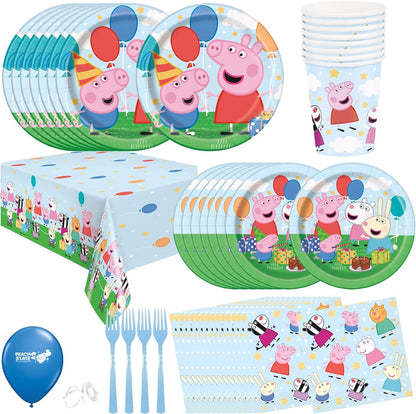 Peppa Pig Birthday Party Supplies Bundle | Peppa Pig Party Tableware | Peppa Pig Decorations | Peppa Pig Balloons