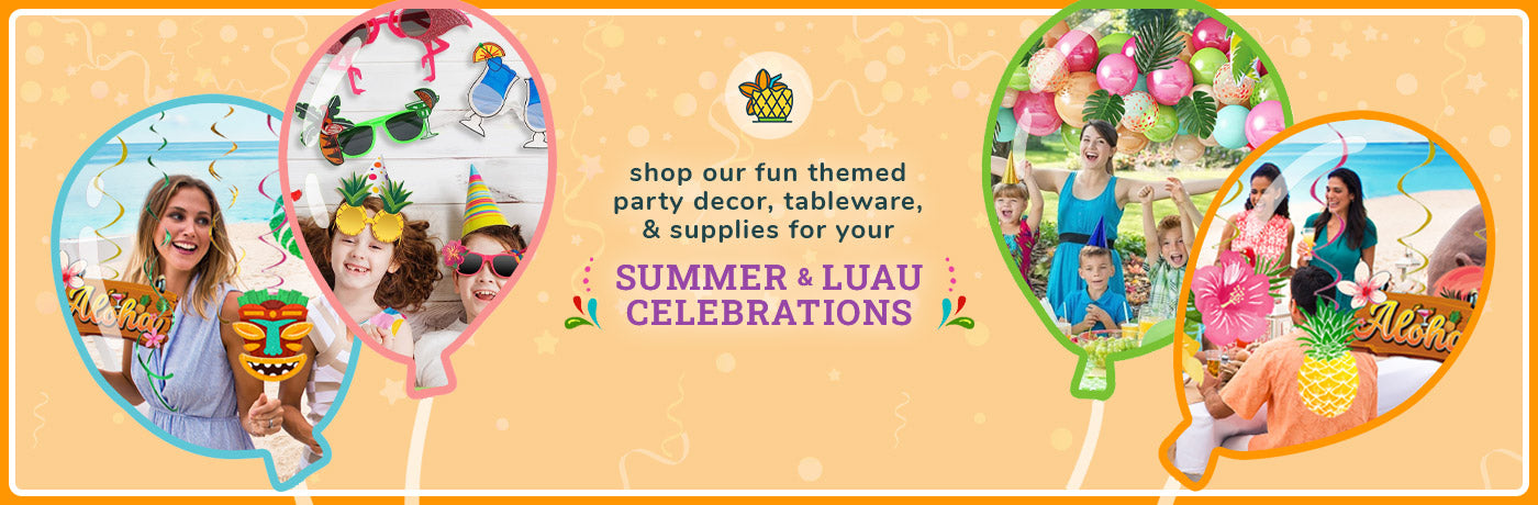 Shop Party Themes for Luau and Summer Theme Celebrations