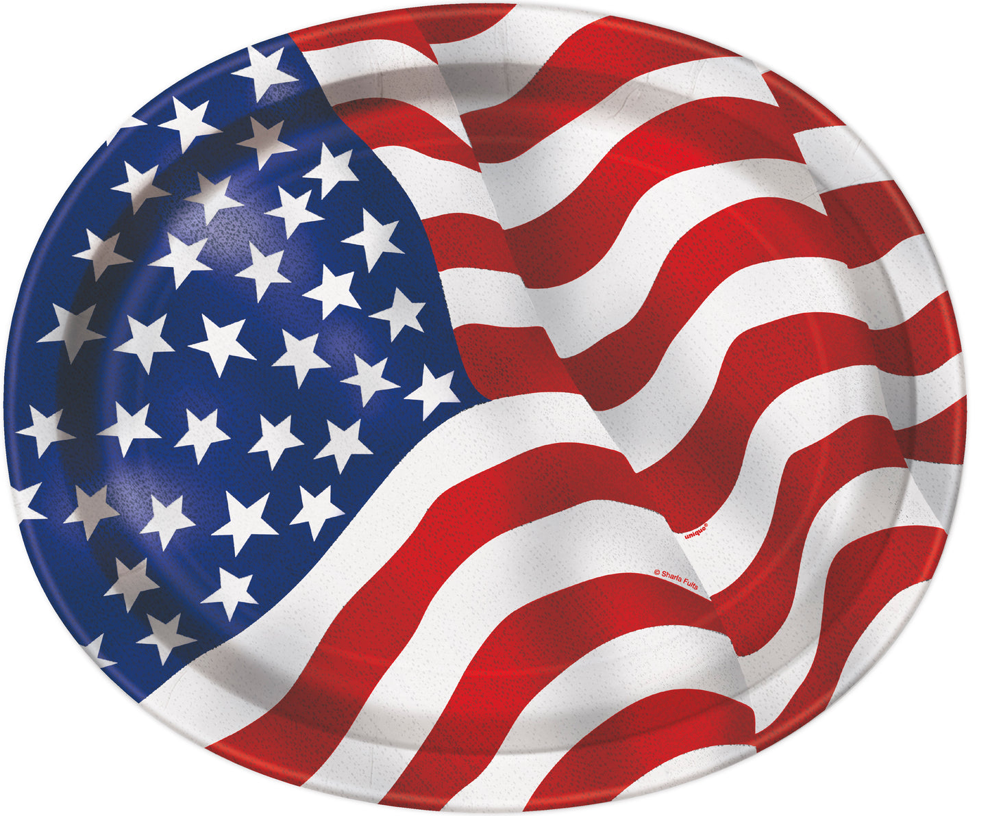 Patriotic USA Flag 10" x 12" Oval Paper Plates - 8ct