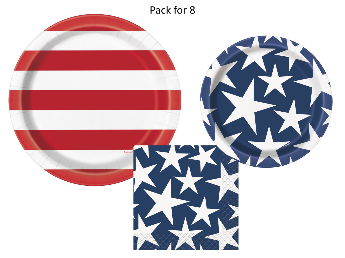 Stars and Stripes Patriotic 4th of July Party Supplies Pack | Stars and Stripes Plates | Stars and Stripes Napkins | Patriotic Plates | Patriotic Napkins