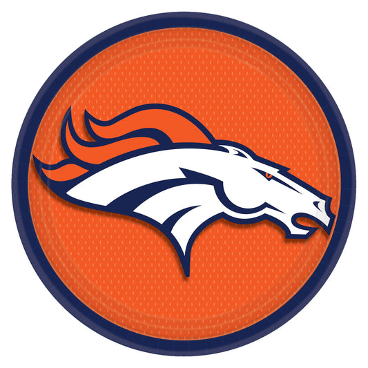 Denver Broncos 9" Round Plates - 8ct